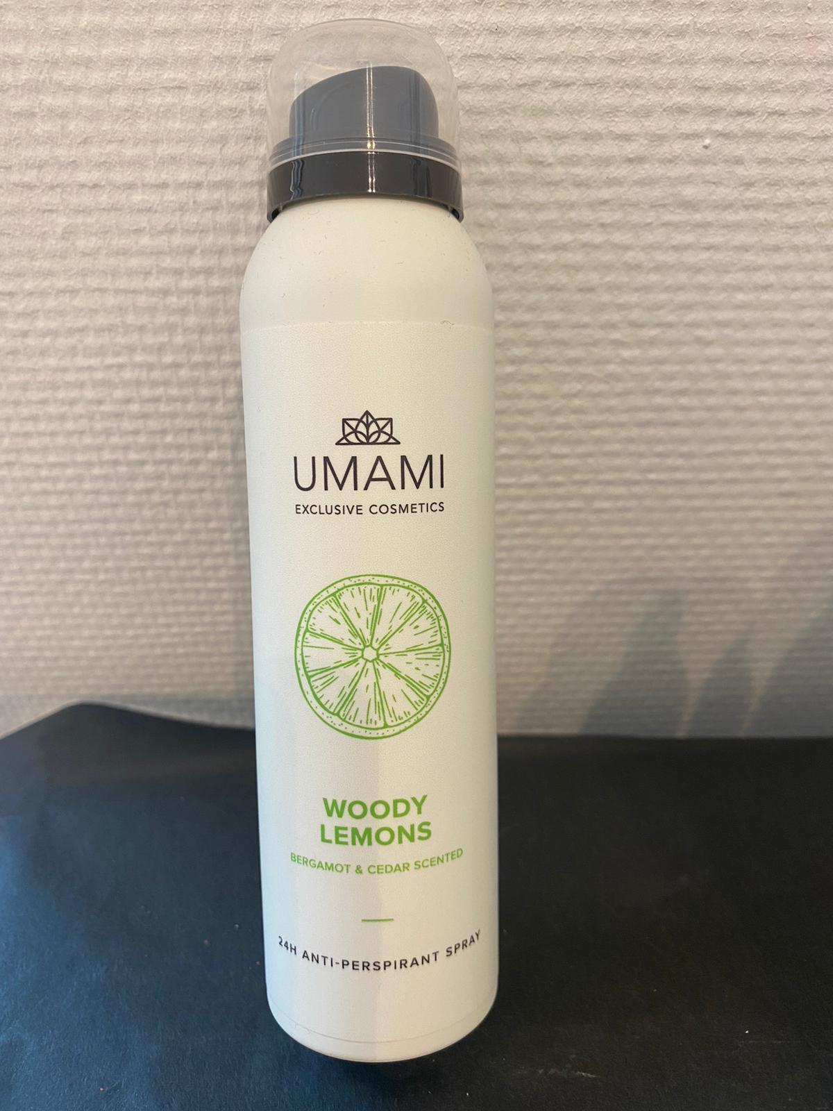 Umami woody lemons anti perspirant spray